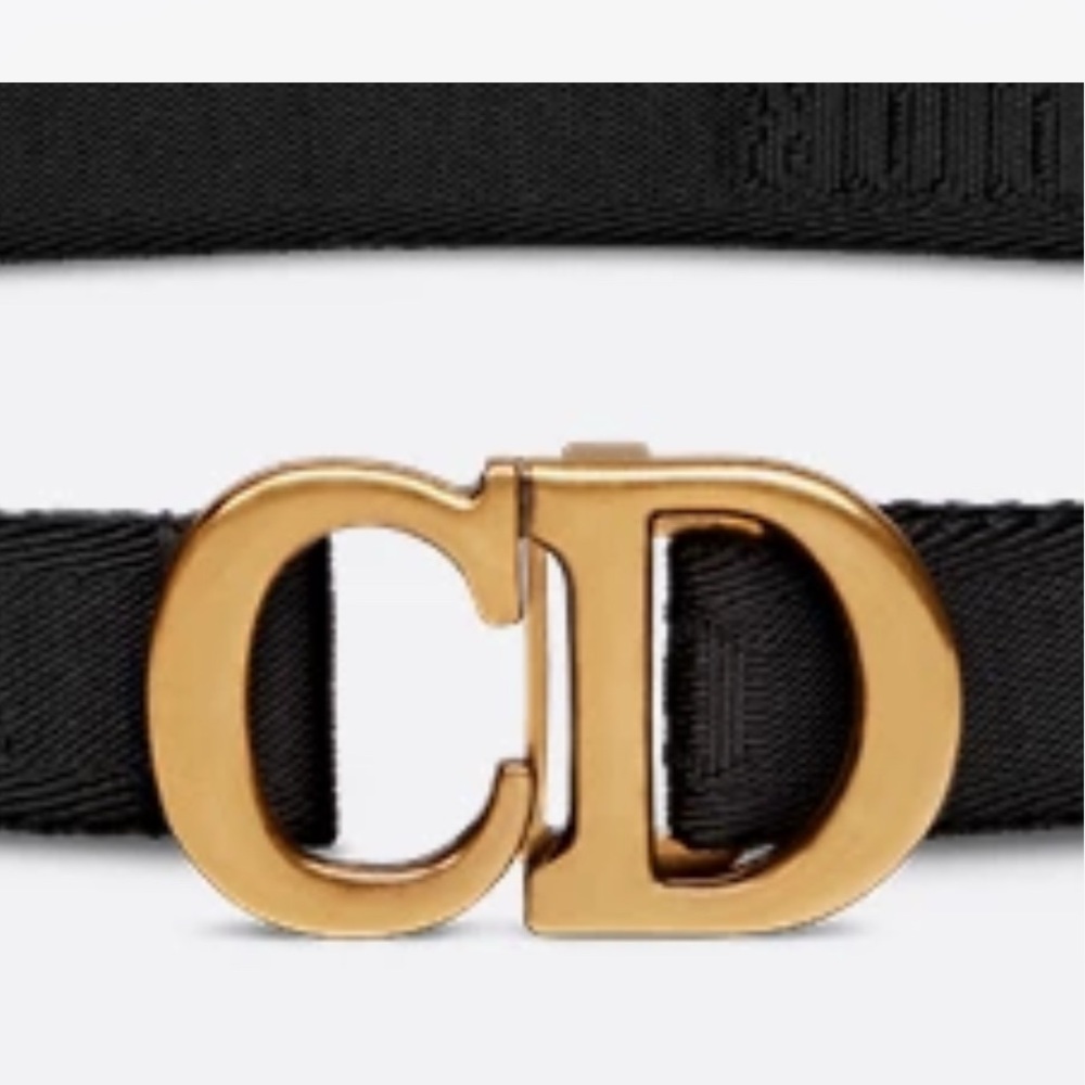 Dior Kids Black Belt with Gold Buckle - Picture 3 of 5